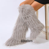 Knee High Tassel Fur Boots for Women