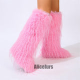 Knee High Tassel Fur Boots for Women