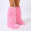 knee high tassel fur boots for women in pink Alicefurs