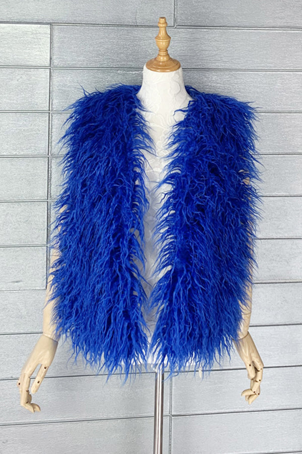 Lamb Fur Vest Curly Mongolian Sleeveless Jacket for Women