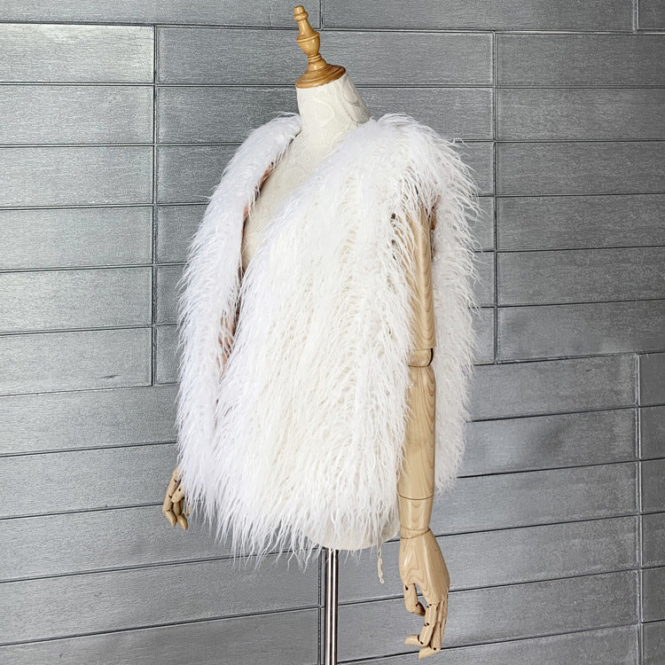 Lamb Fur Vest Curly Mongolian Sleeveless Jacket for Women