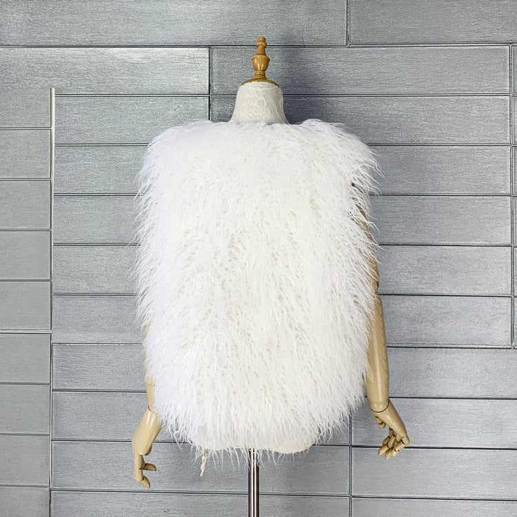 Lamb Fur Vest Curly Mongolian Sleeveless Jacket for Women