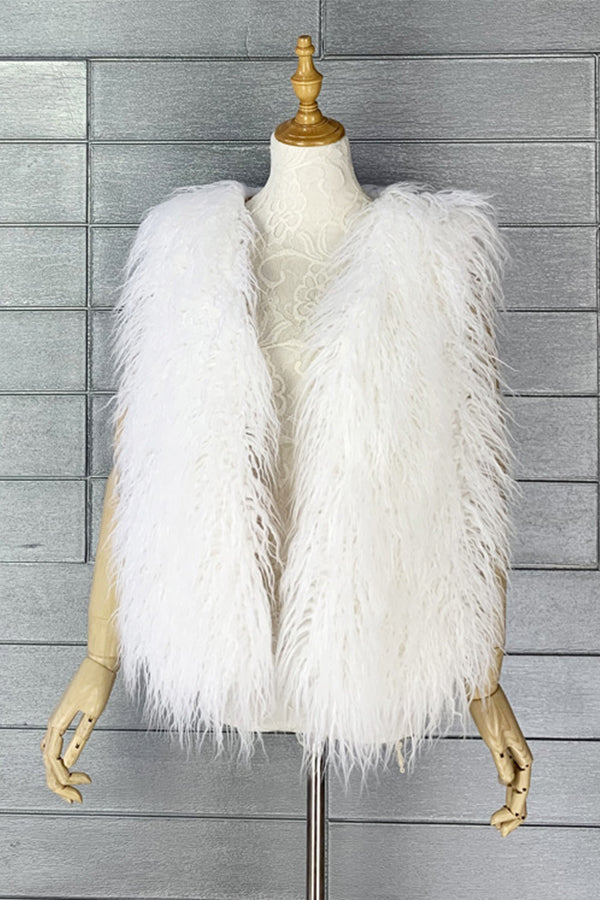 Lamb Fur Vest Curly Mongolian Sleeveless Jacket for Women