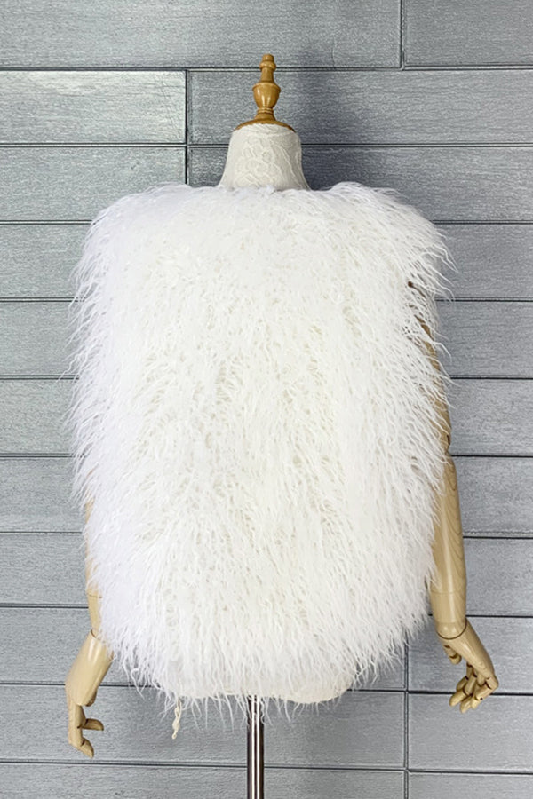 Lamb Fur Vest Curly Mongolian Sleeveless Jacket for Women
