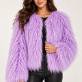 Veste en fausse fourrure Shaggy Manteau court en fourrure mongole pour femme