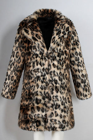 leopard faux fur coat mens winter animal print long outerwear 6 Alicefurs