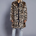 leopard faux fur coat mens winter animal print long outerwear Alicefurs