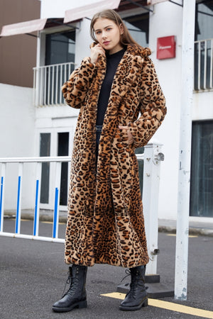 leopard faux fur coat winter full length outerwear for women 4 Alicefurs
