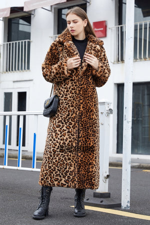 leopard faux fur coat winter full length outerwear for women 5 Alicefurs