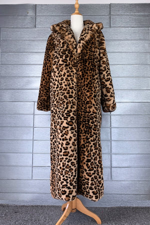 leopard faux fur coat winter full length outerwear for women 8 Alicefurs