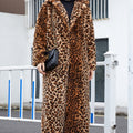 leopard faux fur coat winter full length outerwear for women Alicefurs