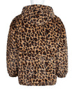 Leopard Faux Fur Jacket Winter Short Hooded Fuzzy Outwear for Men