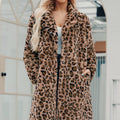 leopard fur coat long animal print fuzzy outerwear for women Alicefurs
