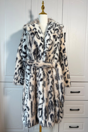 leopard fur coat long belted fluffy outerwear for women 1 Alicefurs
