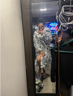 long dalmatian coat cheetah faux fur overcoat for women in black and white 9 Alicefurs