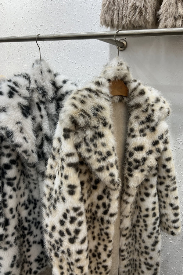 Long Dalmatian Coat Cheetah Faux Fur Overcoat for Women