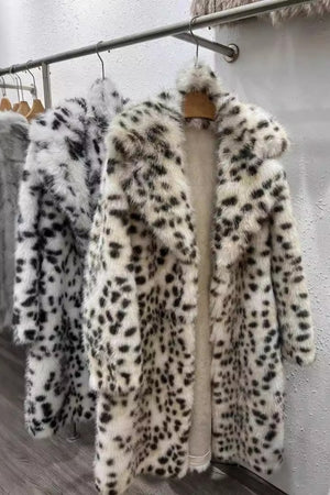 long dalmatian coat cheetah faux fur overcoat for women in brown Alicefurs