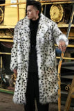 Long Dalmatian Coat Winter Faux Fur Overcoat for Men