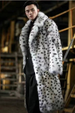 long dalmatian coat winter faux fur overcoat for men 3 Alicefurs