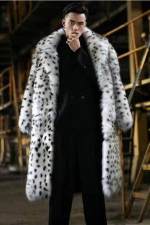 long dalmatian coat winter faux fur overcoat for men Alicefurs