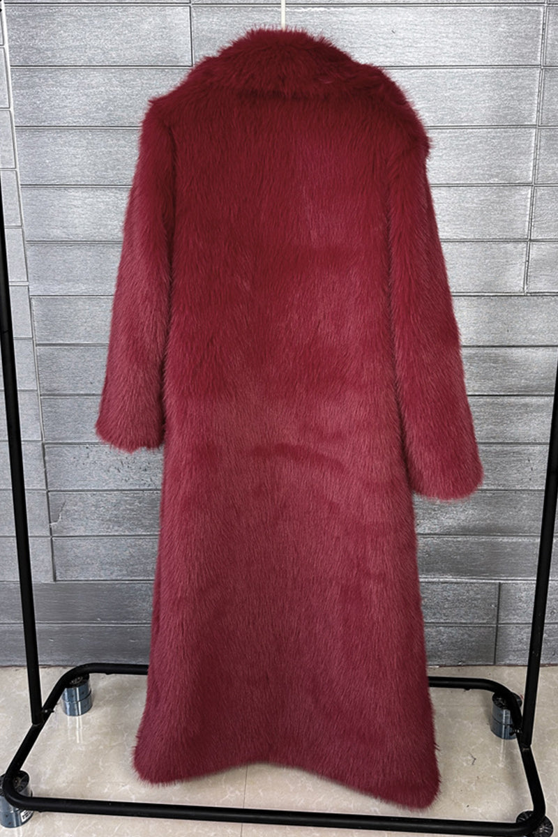long faux fur coat winter full length elegant overcoat for women in burgundy 1 Alicefurs
