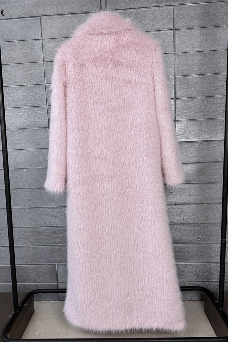 long faux fur coat winter full length elegant overcoat for women in light pink 3 Alicefurs