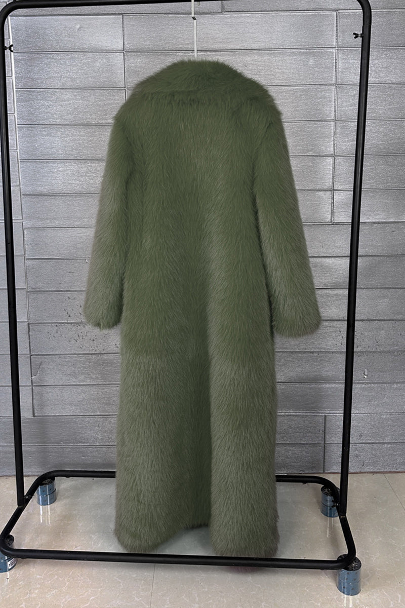 long faux fur coat winter full length elegant overcoat for women in olive green 2 Alicefurs