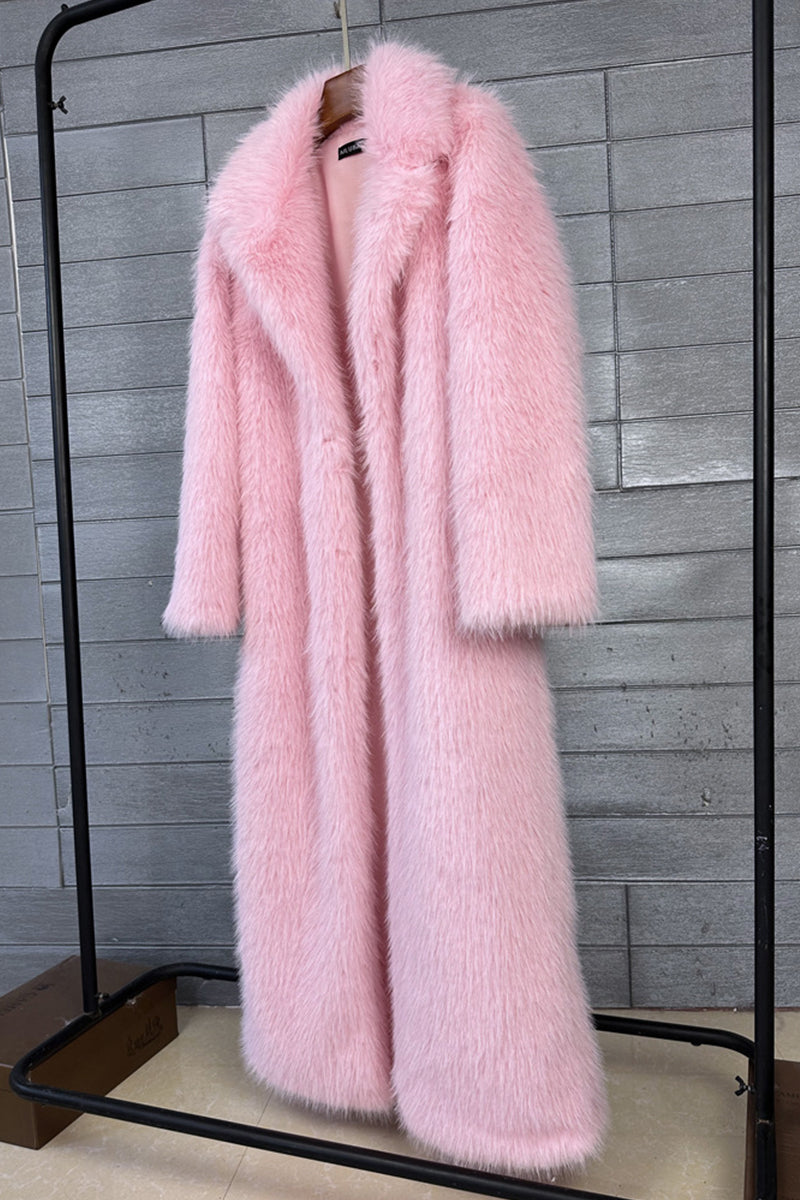 long faux fur coat winter full length elegant overcoat for women in pink 2 Alicefurs
