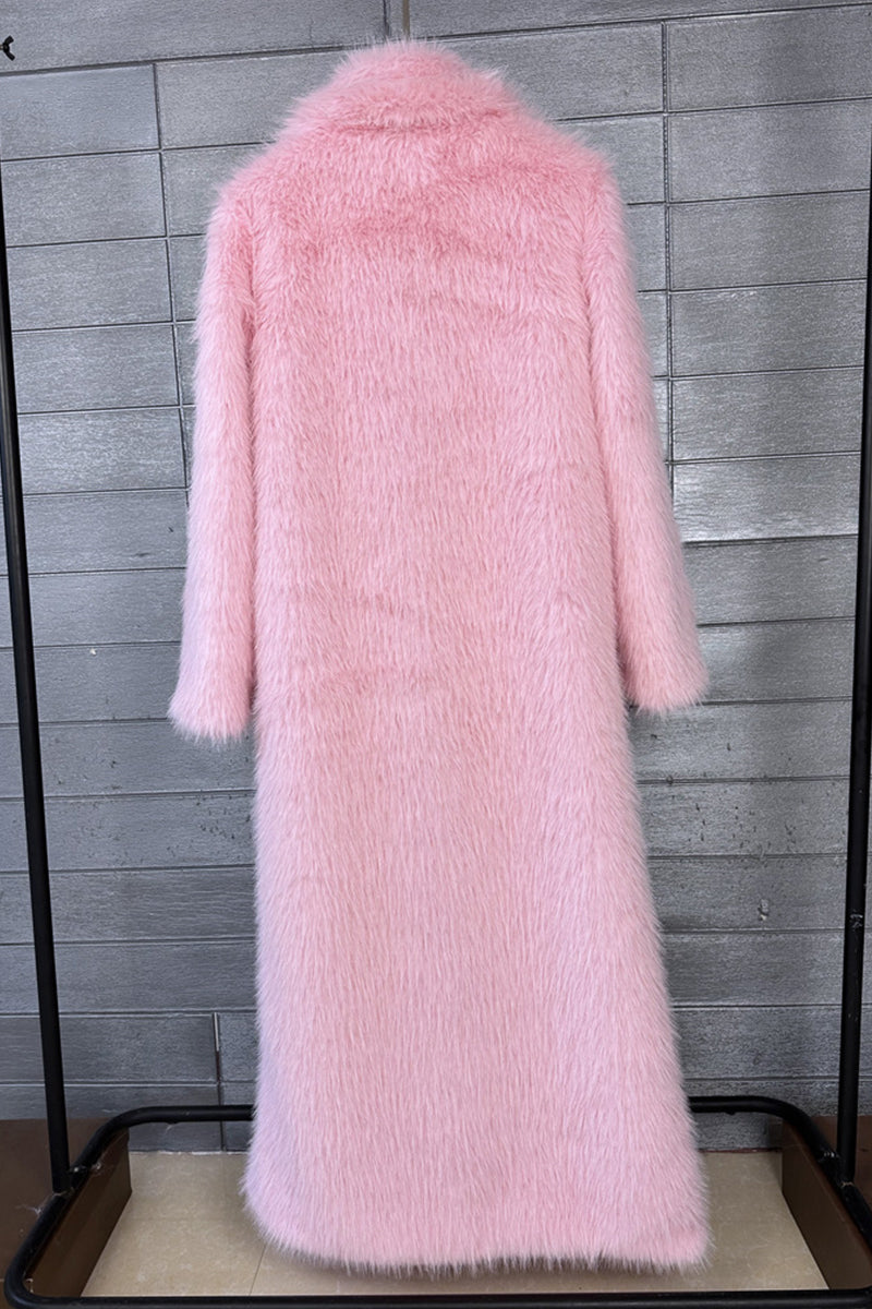 long faux fur coat winter full length elegant overcoat for women in pink 3 Alicefurs