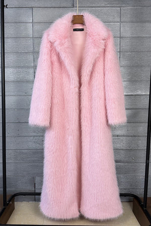 long faux fur coat winter full length elegant overcoat for women in pink Alicefurs
