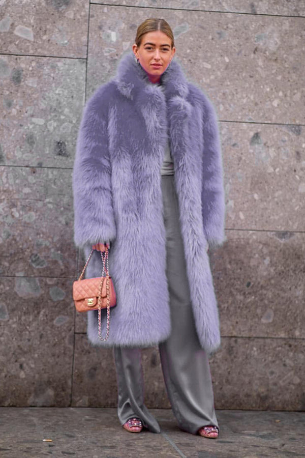Long Faux Fur Coat Winter Mob Wife Fluffy Overcoat