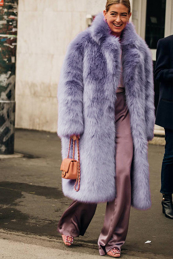 Long Faux Fur Coat Winter Mob Wife Fluffy Overcoat