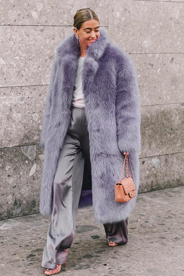 Long Faux Fur Coat Winter Mob Wife Fluffy Overcoat