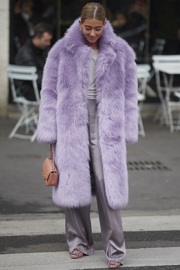 Long Faux Fur Coat Winter Mob Wife Fluffy Overcoat