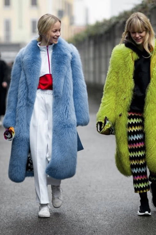 Long Faux Fur Coat Winter Mob Wife Fluffy Overcoat