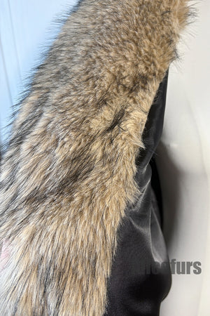 long faux fur coat womens shawl collar overcoat in brown 10 Alicefurs