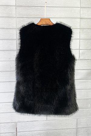 long faux fur vest for women in black 2 Alicefurs