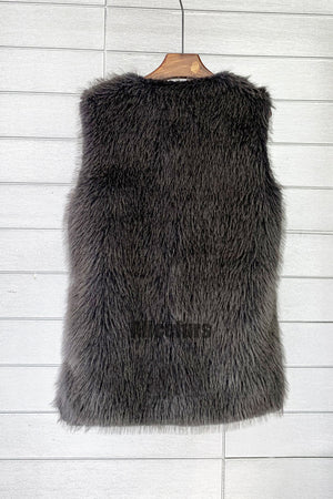 long faux fur vest for women in dark gray 1 Alicefurs
