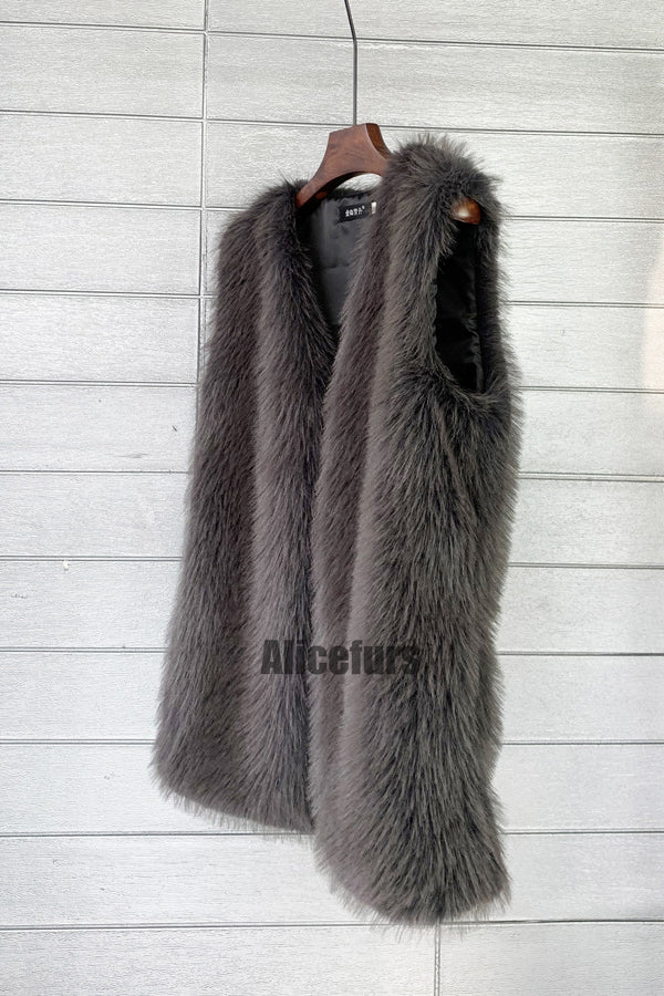 Long Faux Fur Vest for Women