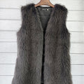 long faux fur vest for women in dark gray Alicefurs