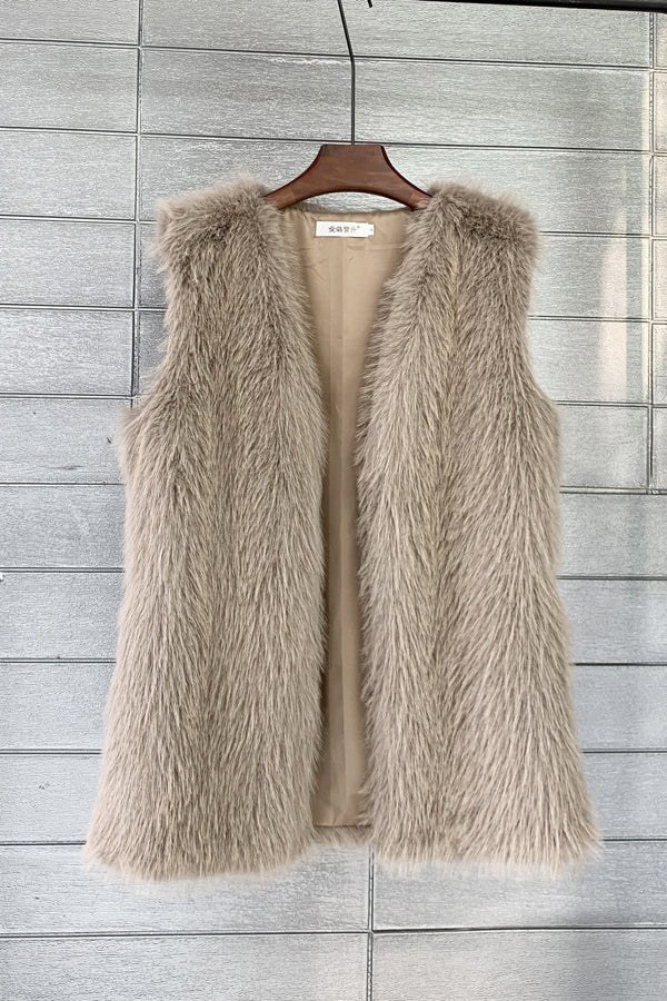 Long Faux Fur Vest for Women