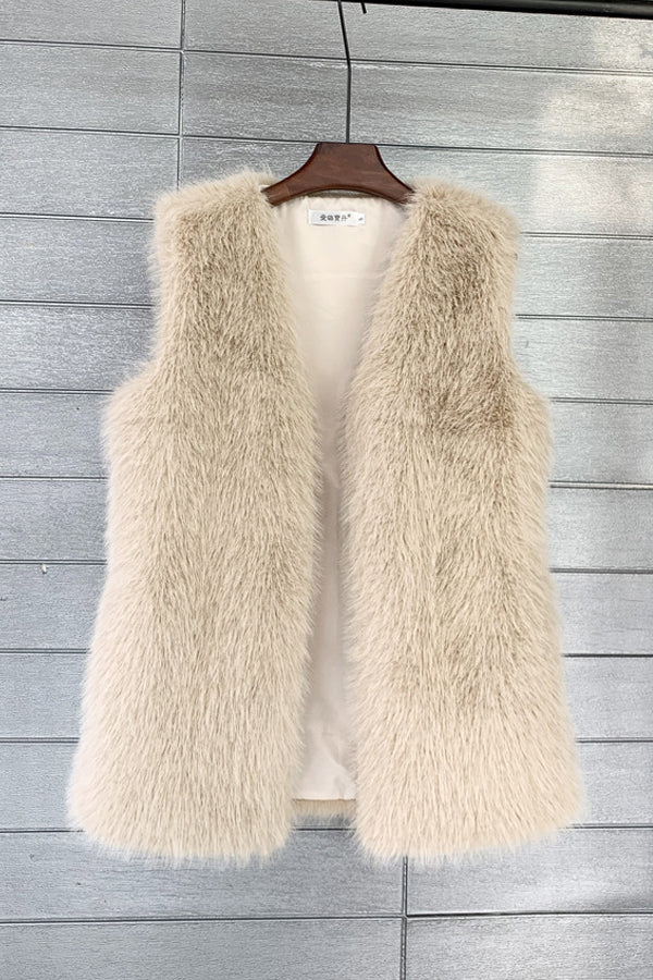 Long Faux Fur Vest for Women
