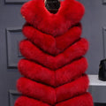 long fur vest bubble sleeveless fluffy jacket for women in red 1 Alicefurs