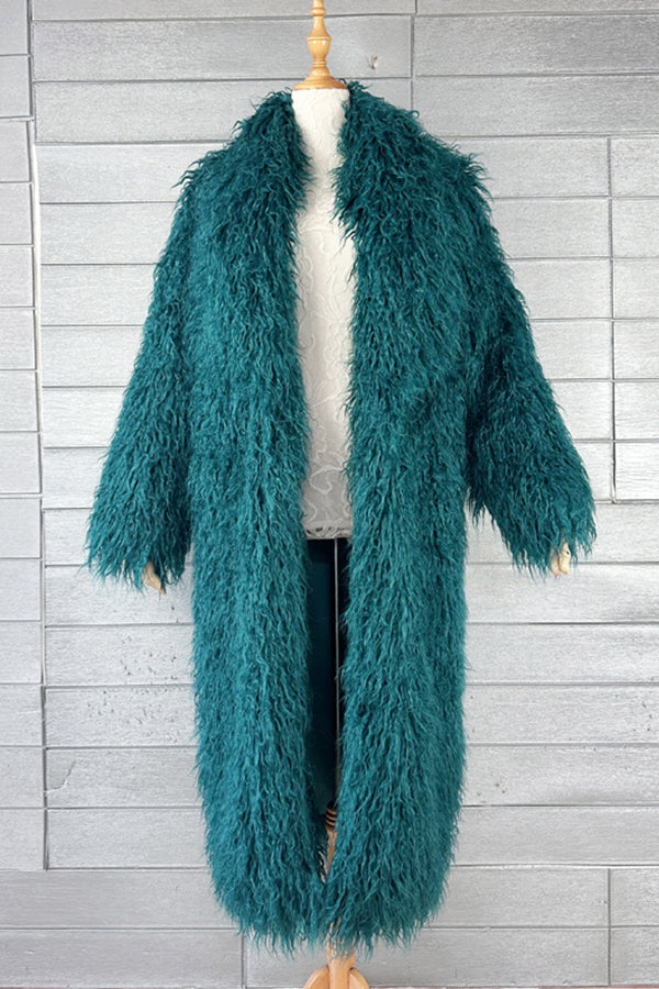 Long Mongolian Fur Coat Full Length Shaggy Furry Coat for Women