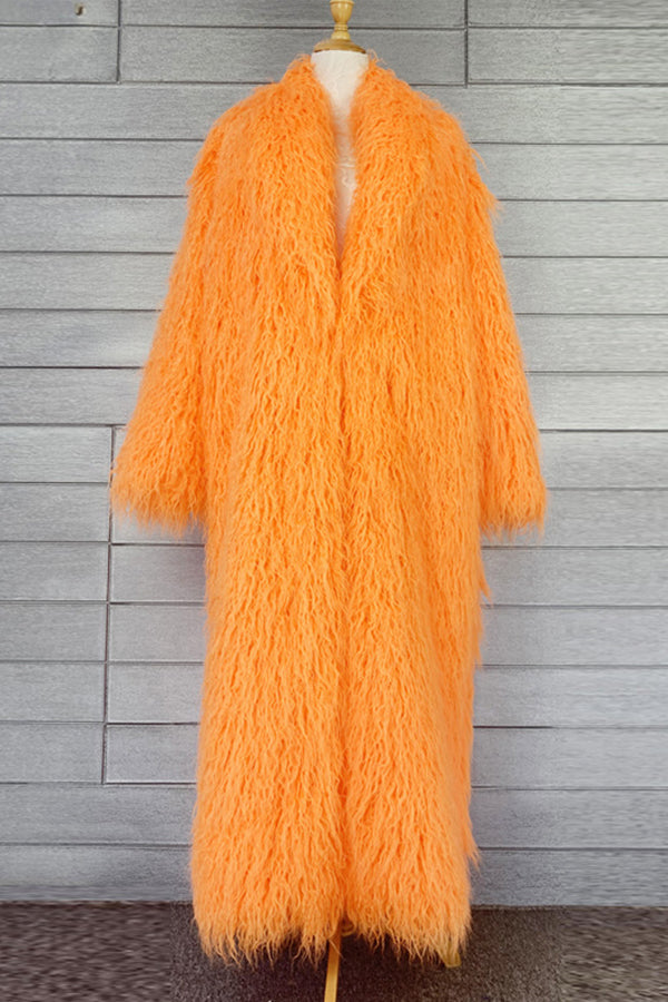 Long Mongolian Fur Coat Full Length Shaggy Furry Coat for Women