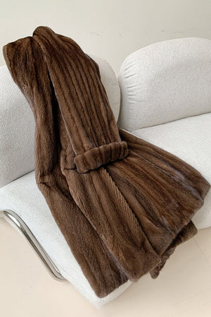 luxury faux mink coat long mob wife fur overcoat in dark brown detail Alicefurs