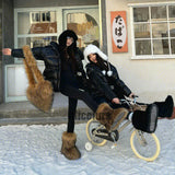 Matching Faux Fur Boots and Heart Shaped Bag for Women