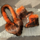 Matching Faux Fur Boots and Heart Shaped Bag for Women