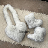 Matching Faux Fur Boots and Heart Shaped Bag for Women