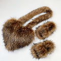 matching faux fur slides and fluffy heart bag set for women in brown Alicefurs